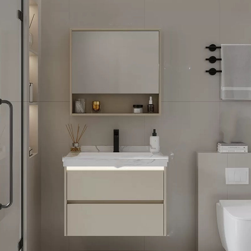 Wall Mounted Standard White Wood Modern Open Console with Sink Set 24"L x 20"W x 20"H Half Mirror Cabinet Clearhalo 'Bathroom Remodel & Bathroom Fixtures' 'Bathroom Vanities' 'bathroom_vanities' 'Home Improvement' 'home_improvement' 'home_improvement_bathroom_vanities' 8254920