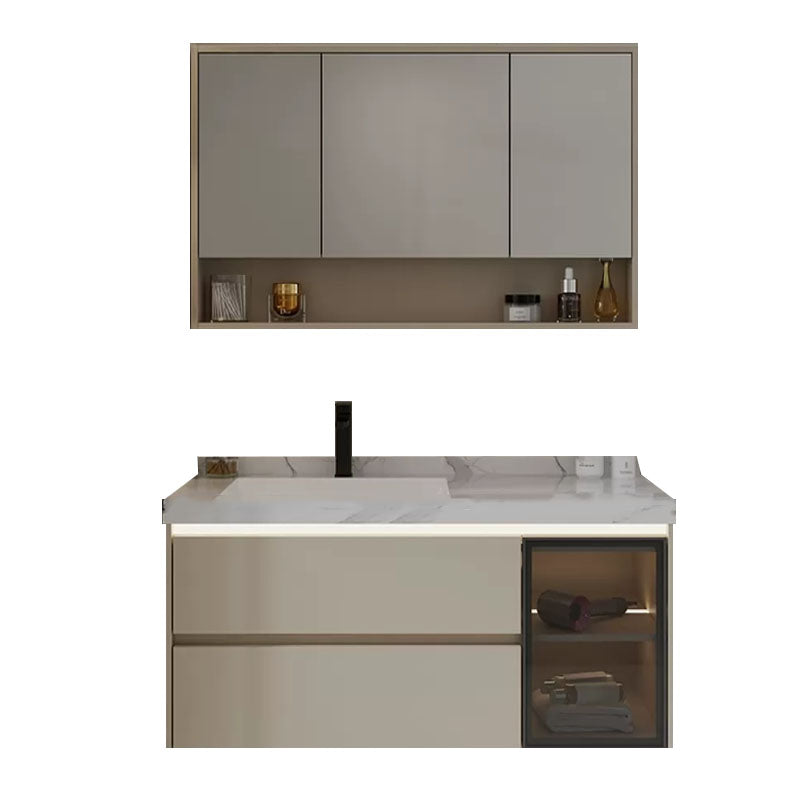 Wall Mounted Standard White Wood Modern Open Console with Sink Set Clearhalo 'Bathroom Remodel & Bathroom Fixtures' 'Bathroom Vanities' 'bathroom_vanities' 'Home Improvement' 'home_improvement' 'home_improvement_bathroom_vanities' 8254925