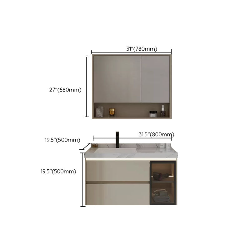 Wall Mounted Standard White Wood Modern Open Console with Sink Set Clearhalo 'Bathroom Remodel & Bathroom Fixtures' 'Bathroom Vanities' 'bathroom_vanities' 'Home Improvement' 'home_improvement' 'home_improvement_bathroom_vanities' 8254935