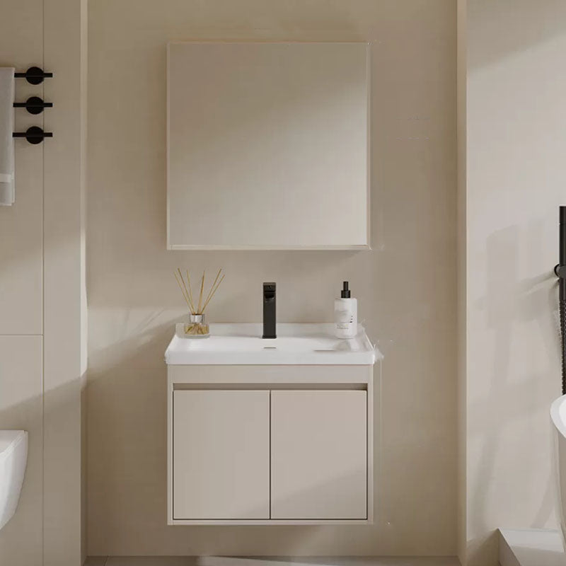 White Modern Rectangular Wall Mounted Standard Bathroom Sink Vanity 24"L x 20"W x 19"H Full Mirror Cabinet Clearhalo 'Bathroom Remodel & Bathroom Fixtures' 'Bathroom Vanities' 'bathroom_vanities' 'Home Improvement' 'home_improvement' 'home_improvement_bathroom_vanities' 8254957