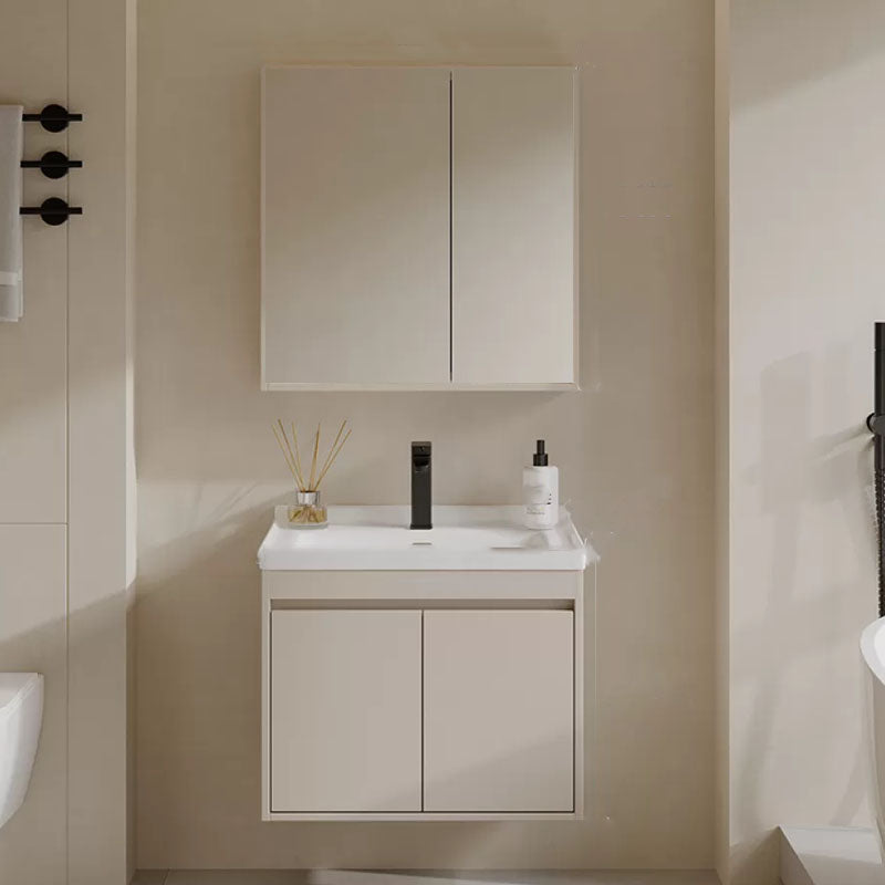 White Modern Rectangular Wall Mounted Standard Bathroom Sink Vanity 28"L x 20"W x 19"H Full Mirror Cabinet Clearhalo 'Bathroom Remodel & Bathroom Fixtures' 'Bathroom Vanities' 'bathroom_vanities' 'Home Improvement' 'home_improvement' 'home_improvement_bathroom_vanities' 8254960