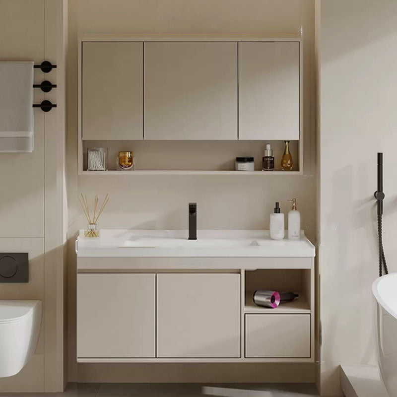 White Modern Rectangular Wall Mounted Standard Bathroom Sink Vanity Half Mirror Cabinet Clearhalo 'Bathroom Remodel & Bathroom Fixtures' 'Bathroom Vanities' 'bathroom_vanities' 'Home Improvement' 'home_improvement' 'home_improvement_bathroom_vanities' 8254967