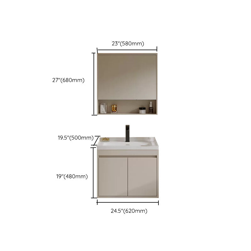 White Modern Rectangular Wall Mounted Standard Bathroom Sink Vanity Clearhalo 'Bathroom Remodel & Bathroom Fixtures' 'Bathroom Vanities' 'bathroom_vanities' 'Home Improvement' 'home_improvement' 'home_improvement_bathroom_vanities' 8254972