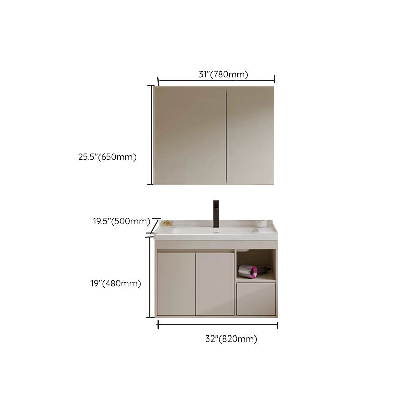 White Modern Rectangular Wall Mounted Standard Bathroom Sink Vanity Clearhalo 'Bathroom Remodel & Bathroom Fixtures' 'Bathroom Vanities' 'bathroom_vanities' 'Home Improvement' 'home_improvement' 'home_improvement_bathroom_vanities' 8254975