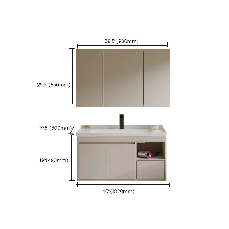 White Modern Rectangular Wall Mounted Standard Bathroom Sink Vanity Clearhalo 'Bathroom Remodel & Bathroom Fixtures' 'Bathroom Vanities' 'bathroom_vanities' 'Home Improvement' 'home_improvement' 'home_improvement_bathroom_vanities' 8254979