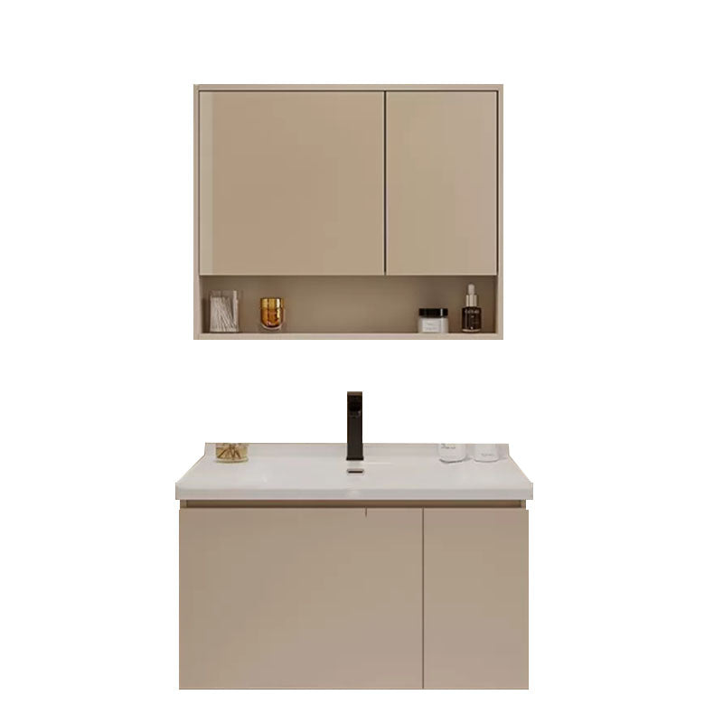 Modern White Wall Mounted Standard Wood Open Console with Sink Set Clearhalo 'Bathroom Remodel & Bathroom Fixtures' 'Bathroom Vanities' 'bathroom_vanities' 'Home Improvement' 'home_improvement' 'home_improvement_bathroom_vanities' 8262351