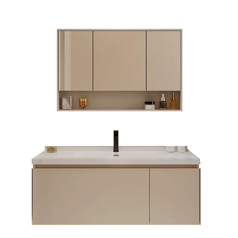 Modern White Wall Mounted Standard Wood Open Console with Sink Set Clearhalo 'Bathroom Remodel & Bathroom Fixtures' 'Bathroom Vanities' 'bathroom_vanities' 'Home Improvement' 'home_improvement' 'home_improvement_bathroom_vanities' 8262356