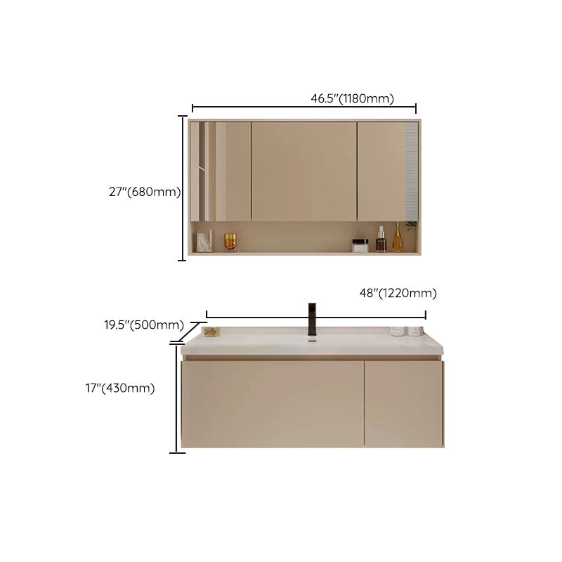 Modern White Wall Mounted Standard Wood Open Console with Sink Set Clearhalo 'Bathroom Remodel & Bathroom Fixtures' 'Bathroom Vanities' 'bathroom_vanities' 'Home Improvement' 'home_improvement' 'home_improvement_bathroom_vanities' 8262362