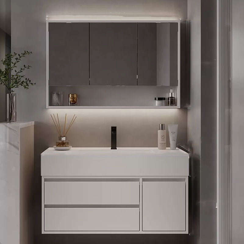 White Modern Rectangular Wall Mounted Standard Bathroom Vanity Set Clearhalo 'Bathroom Remodel & Bathroom Fixtures' 'Bathroom Vanities' 'bathroom_vanities' 'Home Improvement' 'home_improvement' 'home_improvement_bathroom_vanities' 8262364