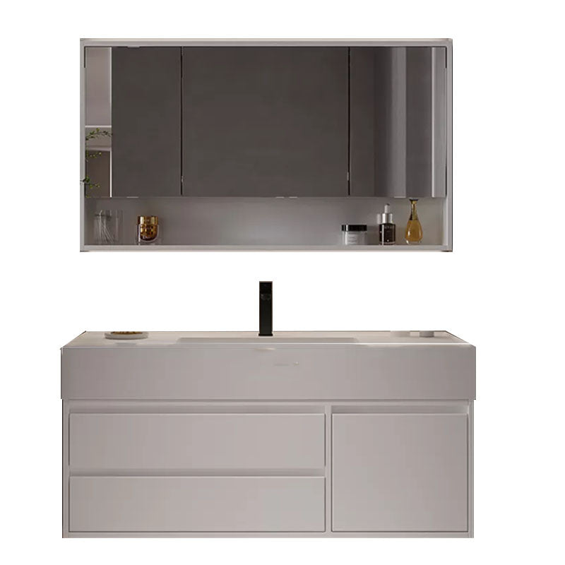 White Modern Rectangular Wall Mounted Standard Bathroom Vanity Set Clearhalo 'Bathroom Remodel & Bathroom Fixtures' 'Bathroom Vanities' 'bathroom_vanities' 'Home Improvement' 'home_improvement' 'home_improvement_bathroom_vanities' 8262367