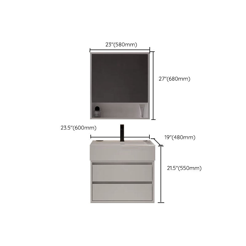 White Modern Rectangular Wall Mounted Standard Bathroom Vanity Set Clearhalo 'Bathroom Remodel & Bathroom Fixtures' 'Bathroom Vanities' 'bathroom_vanities' 'Home Improvement' 'home_improvement' 'home_improvement_bathroom_vanities' 8262374