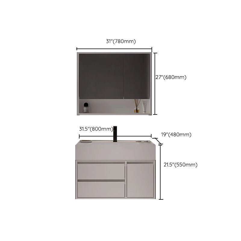 White Modern Rectangular Wall Mounted Standard Bathroom Vanity Set Clearhalo 'Bathroom Remodel & Bathroom Fixtures' 'Bathroom Vanities' 'bathroom_vanities' 'Home Improvement' 'home_improvement' 'home_improvement_bathroom_vanities' 8262376