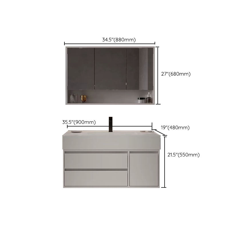 White Modern Rectangular Wall Mounted Standard Bathroom Vanity Set Clearhalo 'Bathroom Remodel & Bathroom Fixtures' 'Bathroom Vanities' 'bathroom_vanities' 'Home Improvement' 'home_improvement' 'home_improvement_bathroom_vanities' 8262377