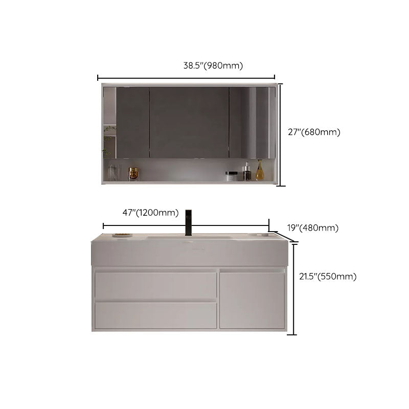 White Modern Rectangular Wall Mounted Standard Bathroom Vanity Set Clearhalo 'Bathroom Remodel & Bathroom Fixtures' 'Bathroom Vanities' 'bathroom_vanities' 'Home Improvement' 'home_improvement' 'home_improvement_bathroom_vanities' 8262379