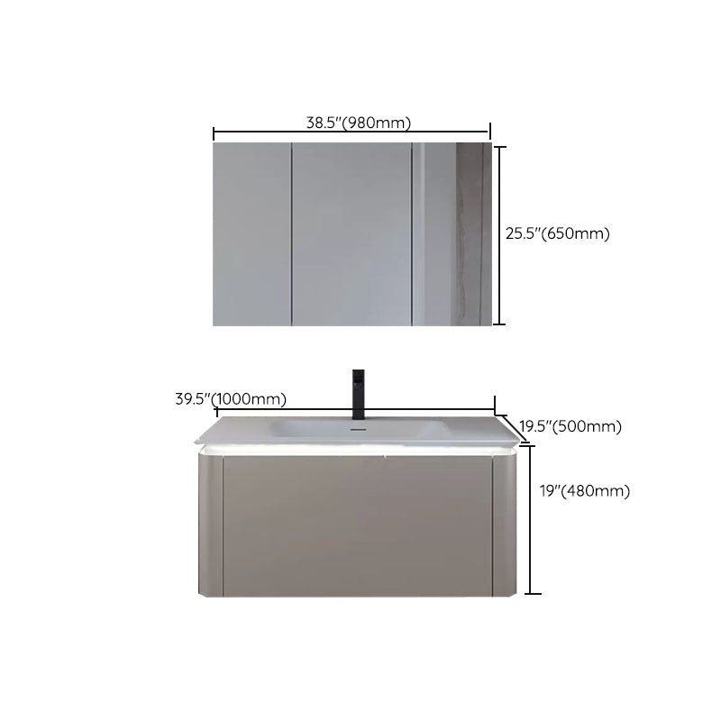 Modern Rectangular Wall Mounted Standard Open Console with Sink Set Clearhalo 'Bathroom Remodel & Bathroom Fixtures' 'Bathroom Vanities' 'bathroom_vanities' 'Home Improvement' 'home_improvement' 'home_improvement_bathroom_vanities' 8262389