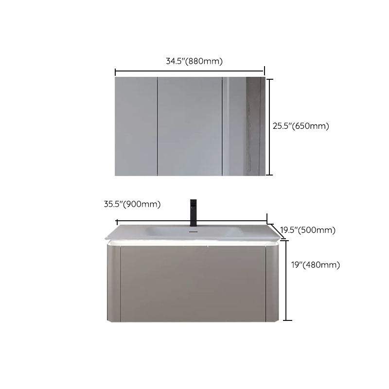 Modern Rectangular Wall Mounted Standard Open Console with Sink Set Clearhalo 'Bathroom Remodel & Bathroom Fixtures' 'Bathroom Vanities' 'bathroom_vanities' 'Home Improvement' 'home_improvement' 'home_improvement_bathroom_vanities' 8262390