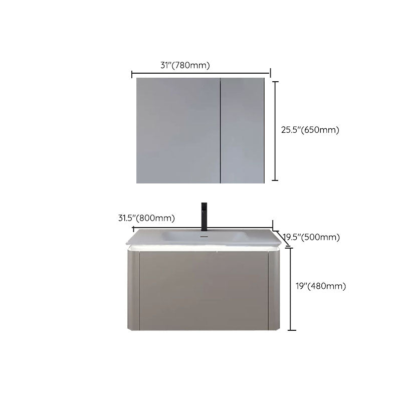 Modern Rectangular Wall Mounted Standard Open Console with Sink Set Clearhalo 'Bathroom Remodel & Bathroom Fixtures' 'Bathroom Vanities' 'bathroom_vanities' 'Home Improvement' 'home_improvement' 'home_improvement_bathroom_vanities' 8262392