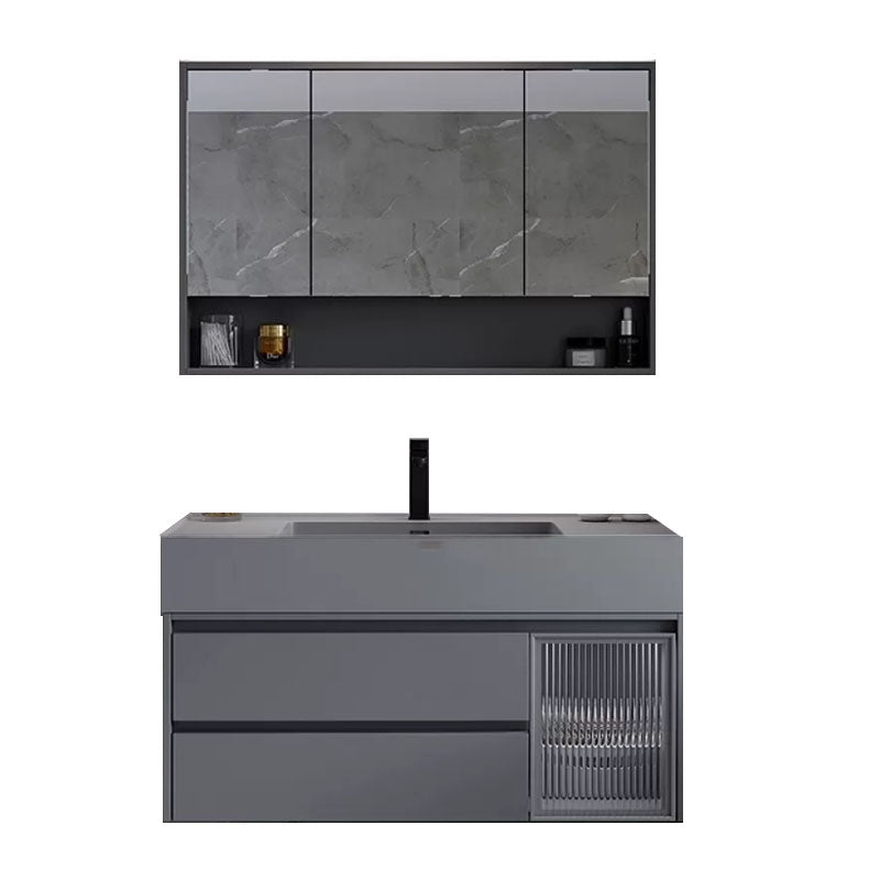 Grey Wall Mounted Standard Modern Single-Sink Open Console with Sink Set Clearhalo 'Bathroom Remodel & Bathroom Fixtures' 'Bathroom Vanities' 'bathroom_vanities' 'Home Improvement' 'home_improvement' 'home_improvement_bathroom_vanities' 8262401