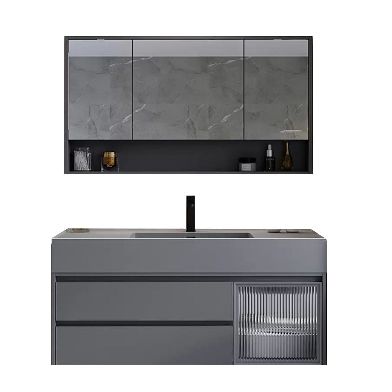 Grey Wall Mounted Standard Modern Single-Sink Open Console with Sink Set Clearhalo 'Bathroom Remodel & Bathroom Fixtures' 'Bathroom Vanities' 'bathroom_vanities' 'Home Improvement' 'home_improvement' 'home_improvement_bathroom_vanities' 8262402