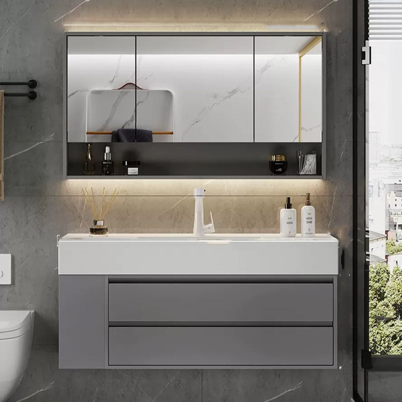 Modern Wall Mounted Standard Single-Sink Open Console with Sink Set 47"L x 19"W x 22"H Clearhalo 'Bathroom Remodel & Bathroom Fixtures' 'Bathroom Vanities' 'bathroom_vanities' 'Home Improvement' 'home_improvement' 'home_improvement_bathroom_vanities' 8262410