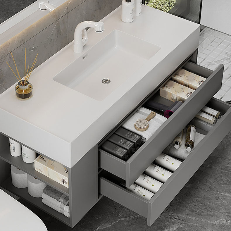 Modern Wall Mounted Standard Single-Sink Open Console with Sink Set Clearhalo 'Bathroom Remodel & Bathroom Fixtures' 'Bathroom Vanities' 'bathroom_vanities' 'Home Improvement' 'home_improvement' 'home_improvement_bathroom_vanities' 8262413
