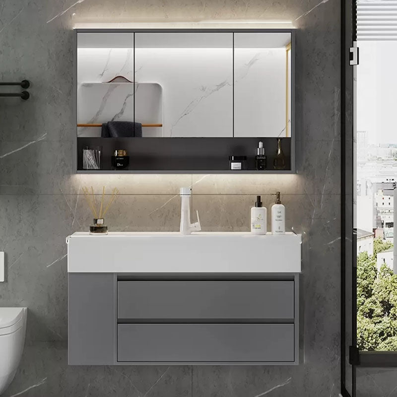 Modern Wall Mounted Standard Single-Sink Open Console with Sink Set 39"L x 19"W x 22"H Clearhalo 'Bathroom Remodel & Bathroom Fixtures' 'Bathroom Vanities' 'bathroom_vanities' 'Home Improvement' 'home_improvement' 'home_improvement_bathroom_vanities' 8262423