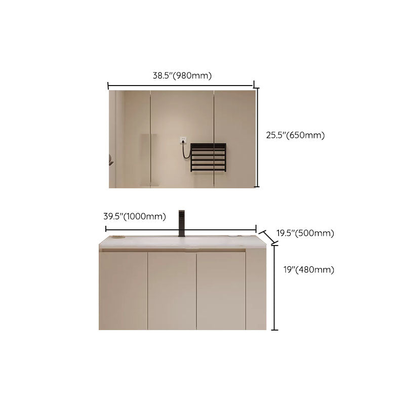 White Wood Wall Mounted Standard Modern Open Console with Sink Set Clearhalo 'Bathroom Remodel & Bathroom Fixtures' 'Bathroom Vanities' 'bathroom_vanities' 'Home Improvement' 'home_improvement' 'home_improvement_bathroom_vanities' 8262454
