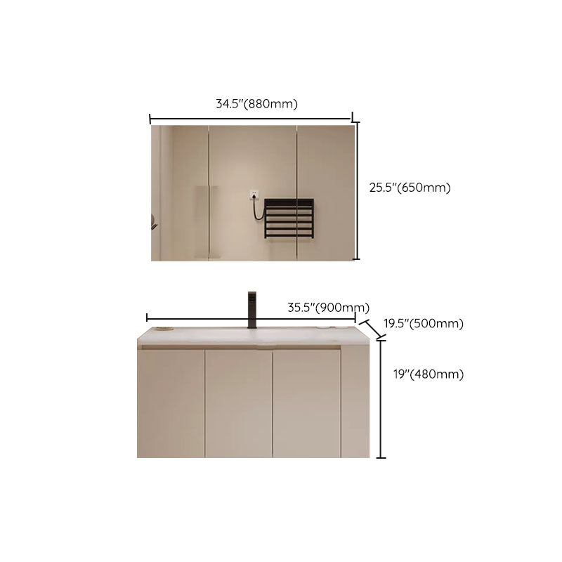 White Wood Wall Mounted Standard Modern Open Console with Sink Set Clearhalo 'Bathroom Remodel & Bathroom Fixtures' 'Bathroom Vanities' 'bathroom_vanities' 'Home Improvement' 'home_improvement' 'home_improvement_bathroom_vanities' 8262455