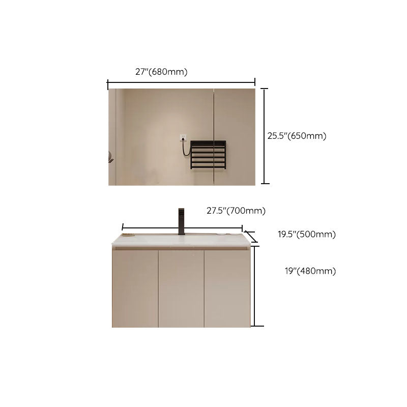 White Wood Wall Mounted Standard Modern Open Console with Sink Set Clearhalo 'Bathroom Remodel & Bathroom Fixtures' 'Bathroom Vanities' 'bathroom_vanities' 'Home Improvement' 'home_improvement' 'home_improvement_bathroom_vanities' 8262456