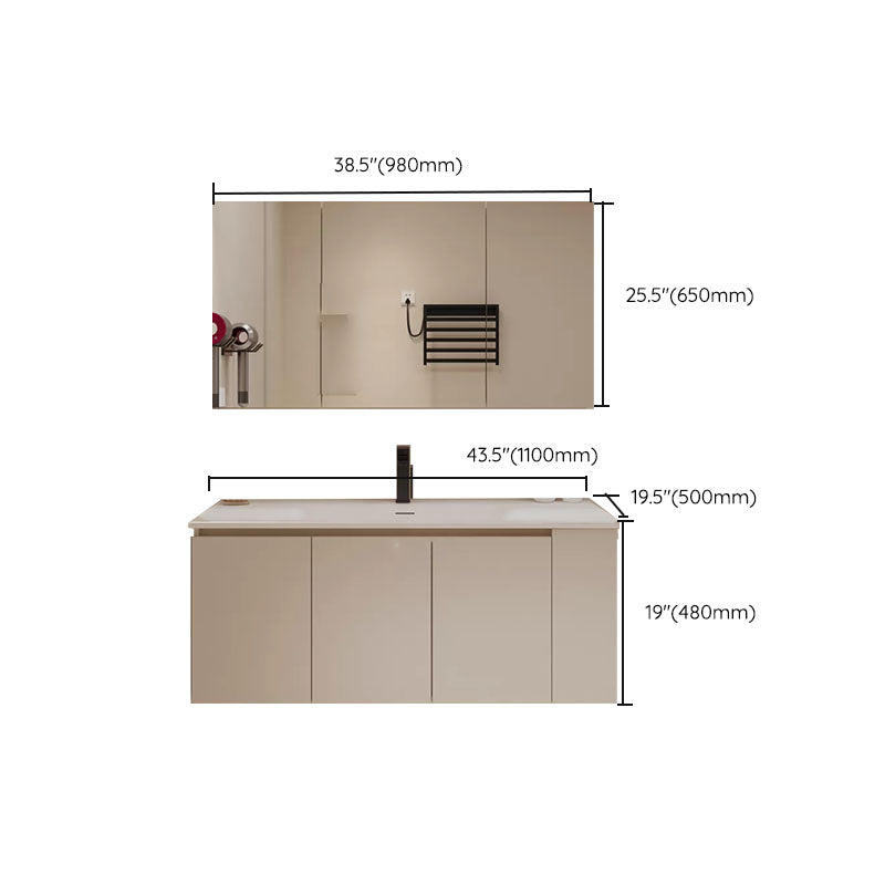 White Wood Wall Mounted Standard Modern Open Console with Sink Set Clearhalo 'Bathroom Remodel & Bathroom Fixtures' 'Bathroom Vanities' 'bathroom_vanities' 'Home Improvement' 'home_improvement' 'home_improvement_bathroom_vanities' 8262458