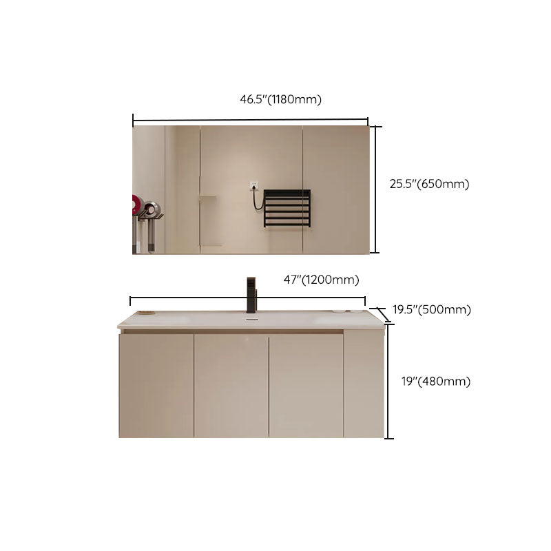 White Wood Wall Mounted Standard Modern Open Console with Sink Set Clearhalo 'Bathroom Remodel & Bathroom Fixtures' 'Bathroom Vanities' 'bathroom_vanities' 'Home Improvement' 'home_improvement' 'home_improvement_bathroom_vanities' 8262459