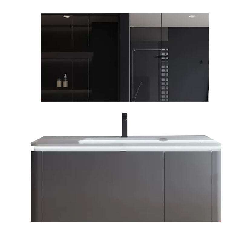 Grey Wood Modern Rectangular Wall Mounted Standard Bathroom Vanity Set Clearhalo 'Bathroom Remodel & Bathroom Fixtures' 'Bathroom Vanities' 'bathroom_vanities' 'Home Improvement' 'home_improvement' 'home_improvement_bathroom_vanities' 8262464