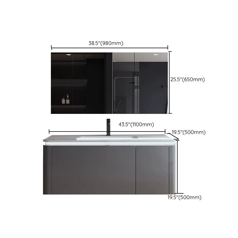 Grey Wood Modern Rectangular Wall Mounted Standard Bathroom Vanity Set Clearhalo 'Bathroom Remodel & Bathroom Fixtures' 'Bathroom Vanities' 'bathroom_vanities' 'Home Improvement' 'home_improvement' 'home_improvement_bathroom_vanities' 8262479