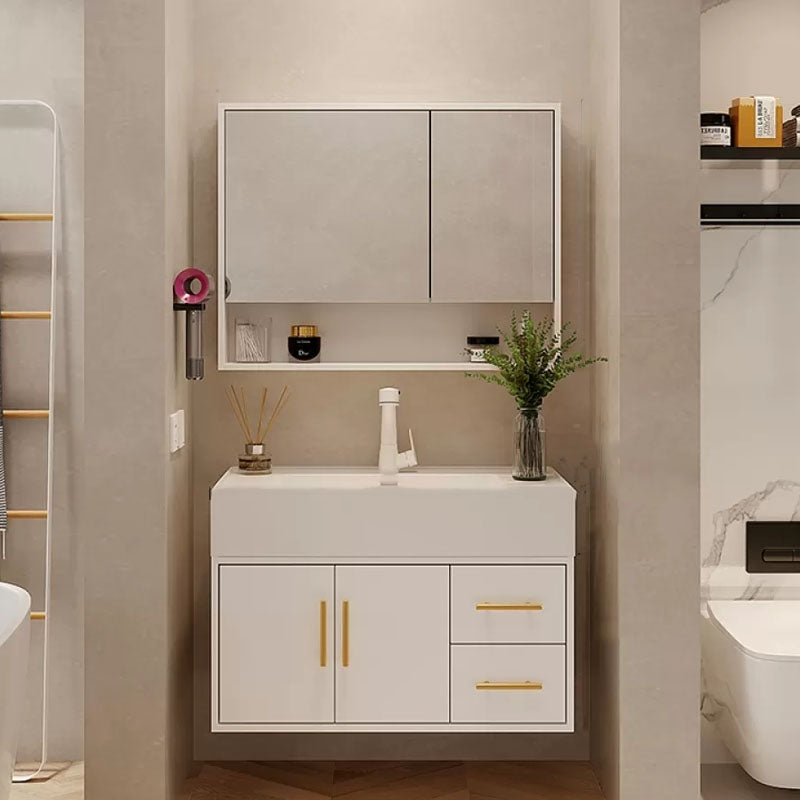 White Wall Mounted Standard Single-Sink Open Console with Sink Set 31"L x 19"W x 22"H Clearhalo 'Bathroom Remodel & Bathroom Fixtures' 'Bathroom Vanities' 'bathroom_vanities' 'Home Improvement' 'home_improvement' 'home_improvement_bathroom_vanities' 8262482