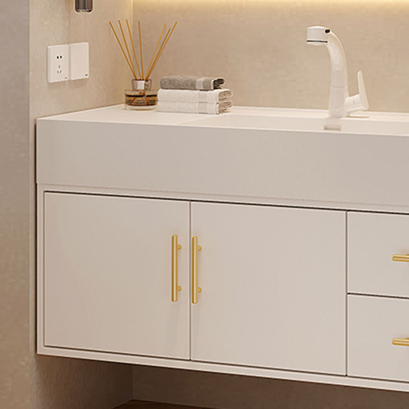 White Wall Mounted Standard Single-Sink Open Console with Sink Set Clearhalo 'Bathroom Remodel & Bathroom Fixtures' 'Bathroom Vanities' 'bathroom_vanities' 'Home Improvement' 'home_improvement' 'home_improvement_bathroom_vanities' 8262487