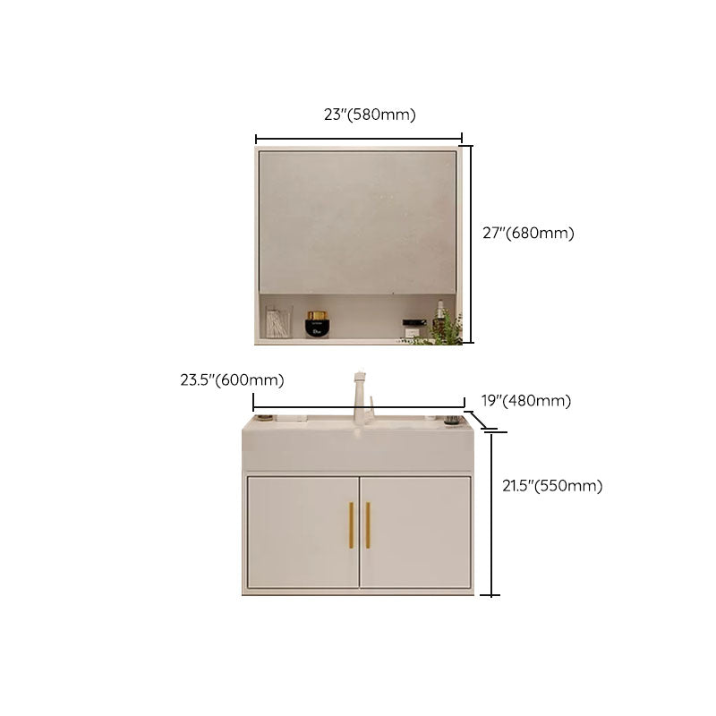 White Wall Mounted Standard Single-Sink Open Console with Sink Set Clearhalo 'Bathroom Remodel & Bathroom Fixtures' 'Bathroom Vanities' 'bathroom_vanities' 'Home Improvement' 'home_improvement' 'home_improvement_bathroom_vanities' 8262491