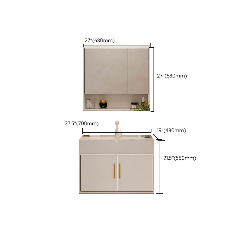 White Wall Mounted Standard Single-Sink Open Console with Sink Set Clearhalo 'Bathroom Remodel & Bathroom Fixtures' 'Bathroom Vanities' 'bathroom_vanities' 'Home Improvement' 'home_improvement' 'home_improvement_bathroom_vanities' 8262492