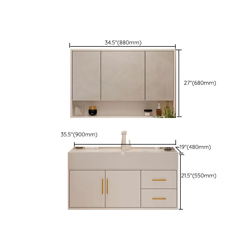 White Wall Mounted Standard Single-Sink Open Console with Sink Set Clearhalo 'Bathroom Remodel & Bathroom Fixtures' 'Bathroom Vanities' 'bathroom_vanities' 'Home Improvement' 'home_improvement' 'home_improvement_bathroom_vanities' 8262494