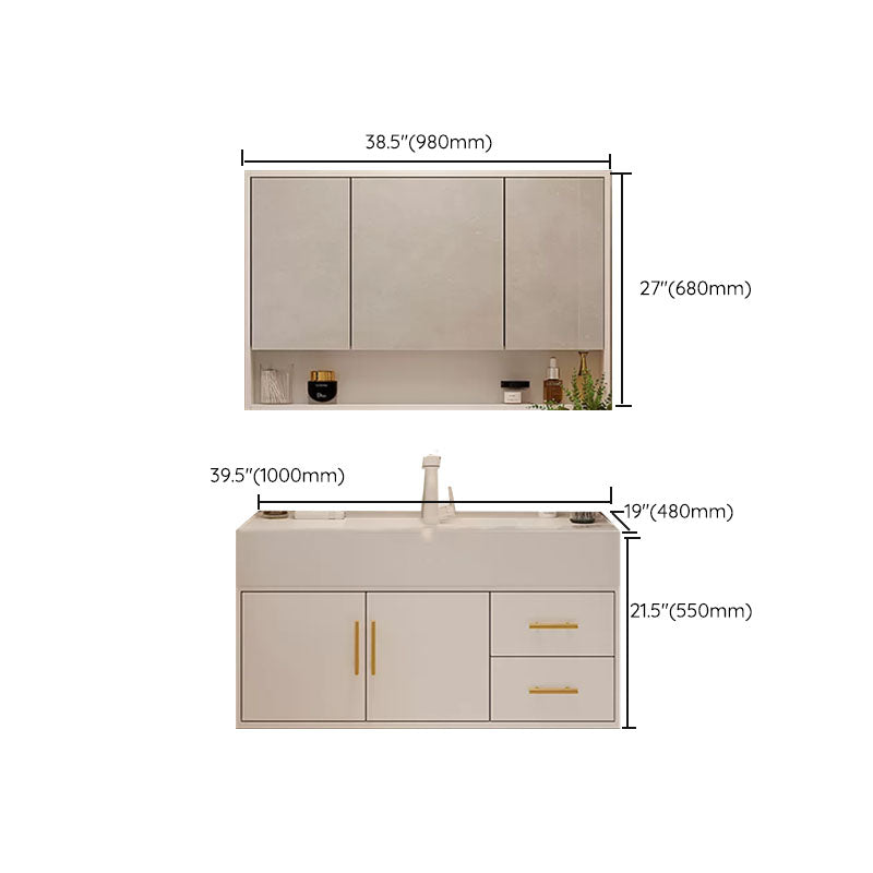 White Wall Mounted Standard Single-Sink Open Console with Sink Set Clearhalo 'Bathroom Remodel & Bathroom Fixtures' 'Bathroom Vanities' 'bathroom_vanities' 'Home Improvement' 'home_improvement' 'home_improvement_bathroom_vanities' 8262495