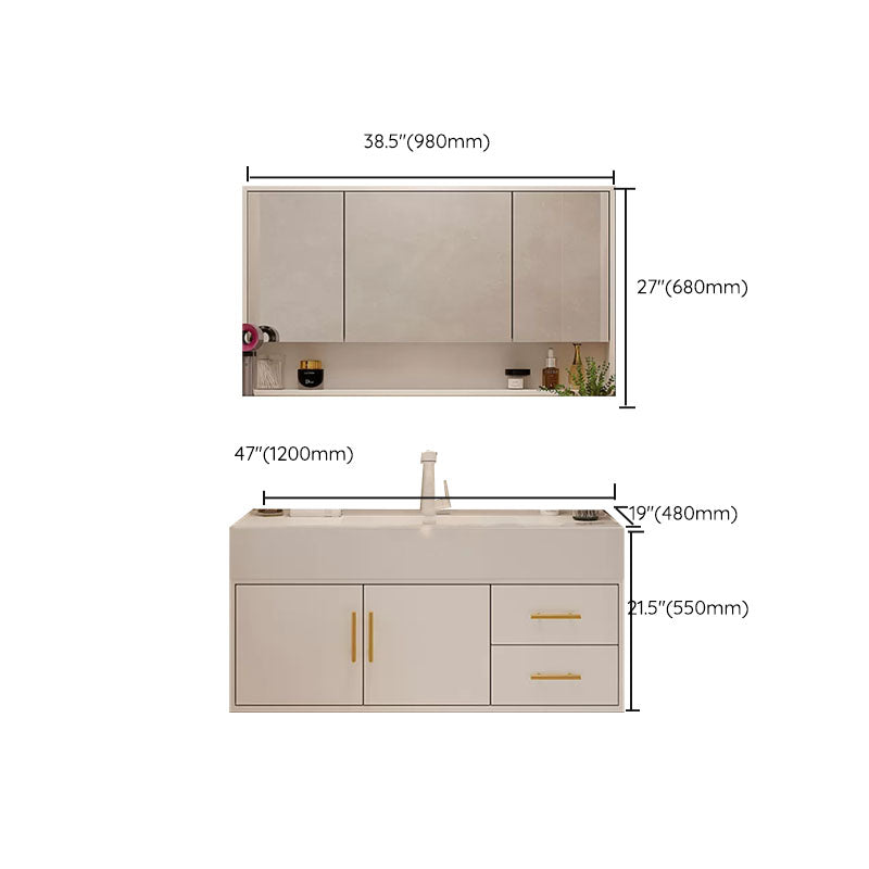 White Wall Mounted Standard Single-Sink Open Console with Sink Set Clearhalo 'Bathroom Remodel & Bathroom Fixtures' 'Bathroom Vanities' 'bathroom_vanities' 'Home Improvement' 'home_improvement' 'home_improvement_bathroom_vanities' 8262496