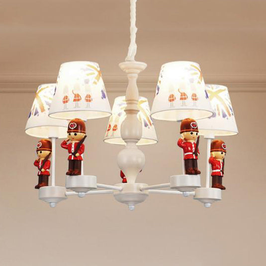 Dining Room Solider Hanging Lamp with Fabric Shade Chic Modern Red and White Chandelier Clearhalo 'Ceiling Lights' 'Chandeliers' Lighting' options 82654