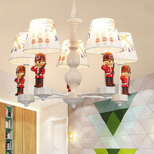 Dining Room Solider Hanging Lamp with Fabric Shade Chic Modern Red and White Chandelier Clearhalo 'Ceiling Lights' 'Chandeliers' Lighting' options 82655