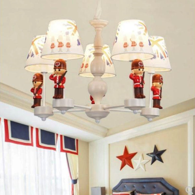 Dining Room Solider Hanging Lamp with Fabric Shade Chic Modern Red and White Chandelier Clearhalo 'Ceiling Lights' 'Chandeliers' Lighting' options 82656