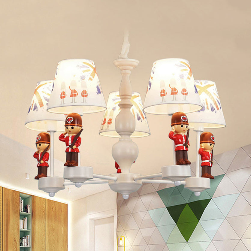 Dining Room Solider Hanging Lamp with Fabric Shade Chic Modern Red and White Chandelier Clearhalo 'Ceiling Lights' 'Chandeliers' Lighting' options 82657