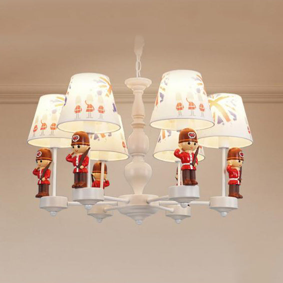 Dining Room Solider Hanging Lamp with Fabric Shade Chic Modern Red and White Chandelier Clearhalo 'Ceiling Lights' 'Chandeliers' Lighting' options 82658