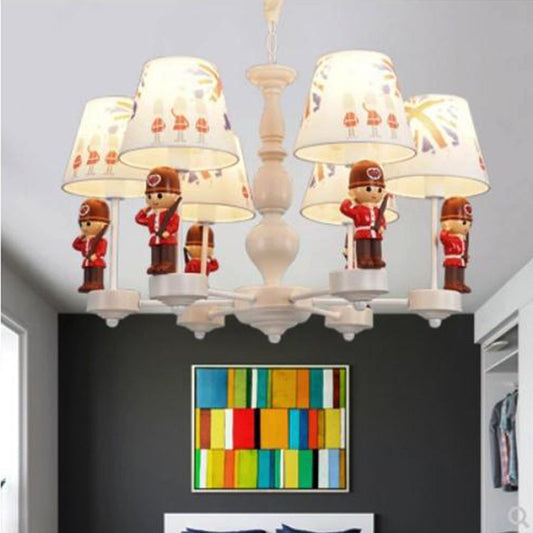 Dining Room Solider Hanging Lamp with Fabric Shade Chic Modern Red and White Chandelier Clearhalo 'Ceiling Lights' 'Chandeliers' Lighting' options 82659