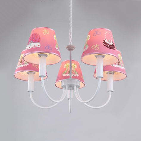 Kid Bedroom Cat/Cloth Hanging Lamp Fixture Fabric 5 Lights Cartoon Metal Hanging Chandelier Clearhalo 'Ceiling Lights' 'Chandeliers' Lighting' options 82695