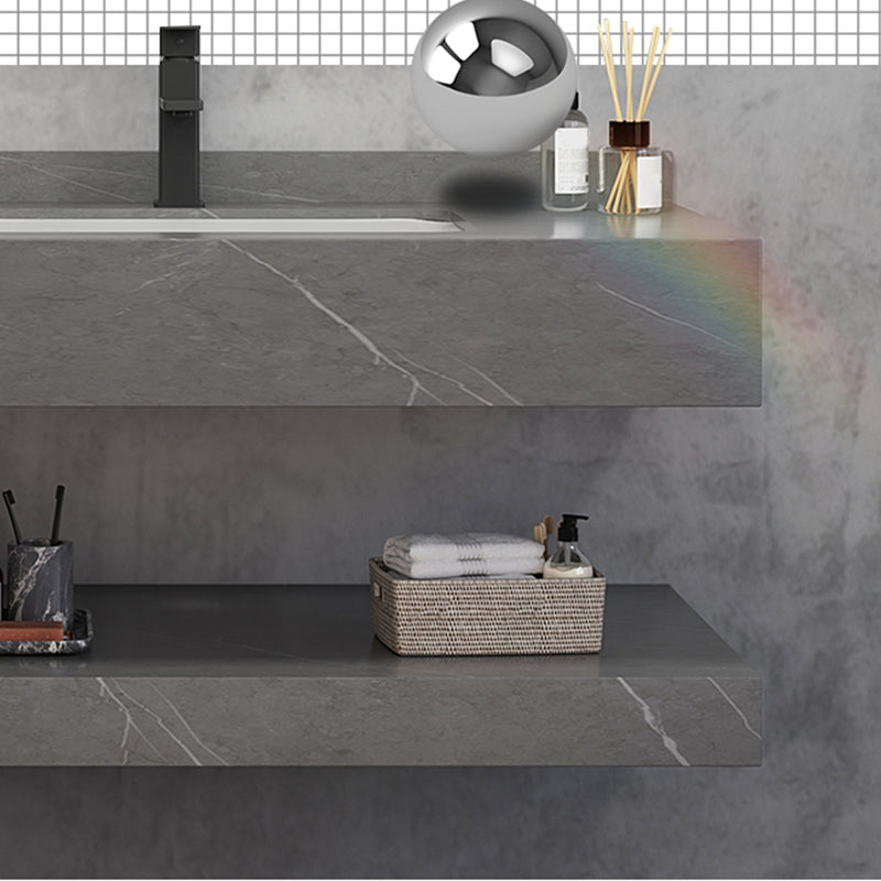 Grey Wall Mounted Standard Modern Single-Sink Bathroom Sink Vanity Clearhalo 'Bathroom Remodel & Bathroom Fixtures' 'Bathroom Vanities' 'bathroom_vanities' 'Home Improvement' 'home_improvement' 'home_improvement_bathroom_vanities' 8270887