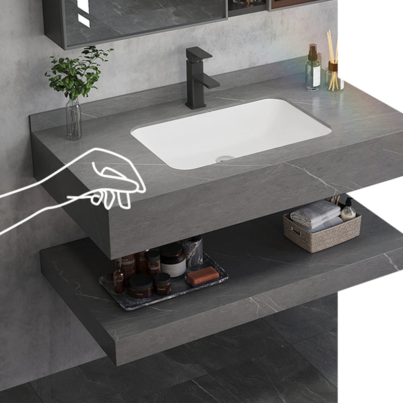 Grey Wall Mounted Standard Modern Single-Sink Bathroom Sink Vanity Clearhalo 'Bathroom Remodel & Bathroom Fixtures' 'Bathroom Vanities' 'bathroom_vanities' 'Home Improvement' 'home_improvement' 'home_improvement_bathroom_vanities' 8270891