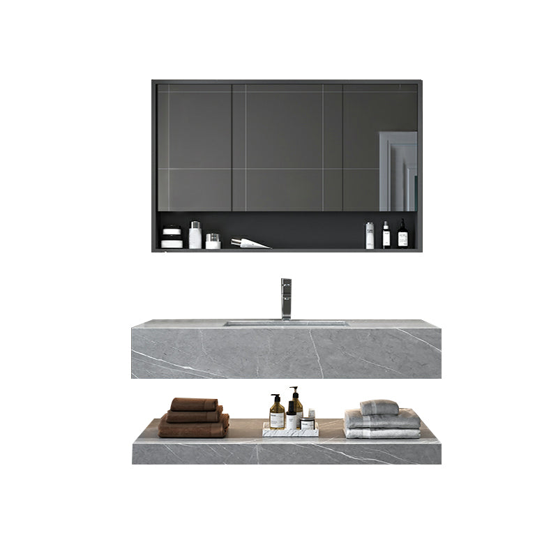 Grey Wall Mounted Standard Modern Single-Sink Bathroom Sink Vanity Clearhalo 'Bathroom Remodel & Bathroom Fixtures' 'Bathroom Vanities' 'bathroom_vanities' 'Home Improvement' 'home_improvement' 'home_improvement_bathroom_vanities' 8270892